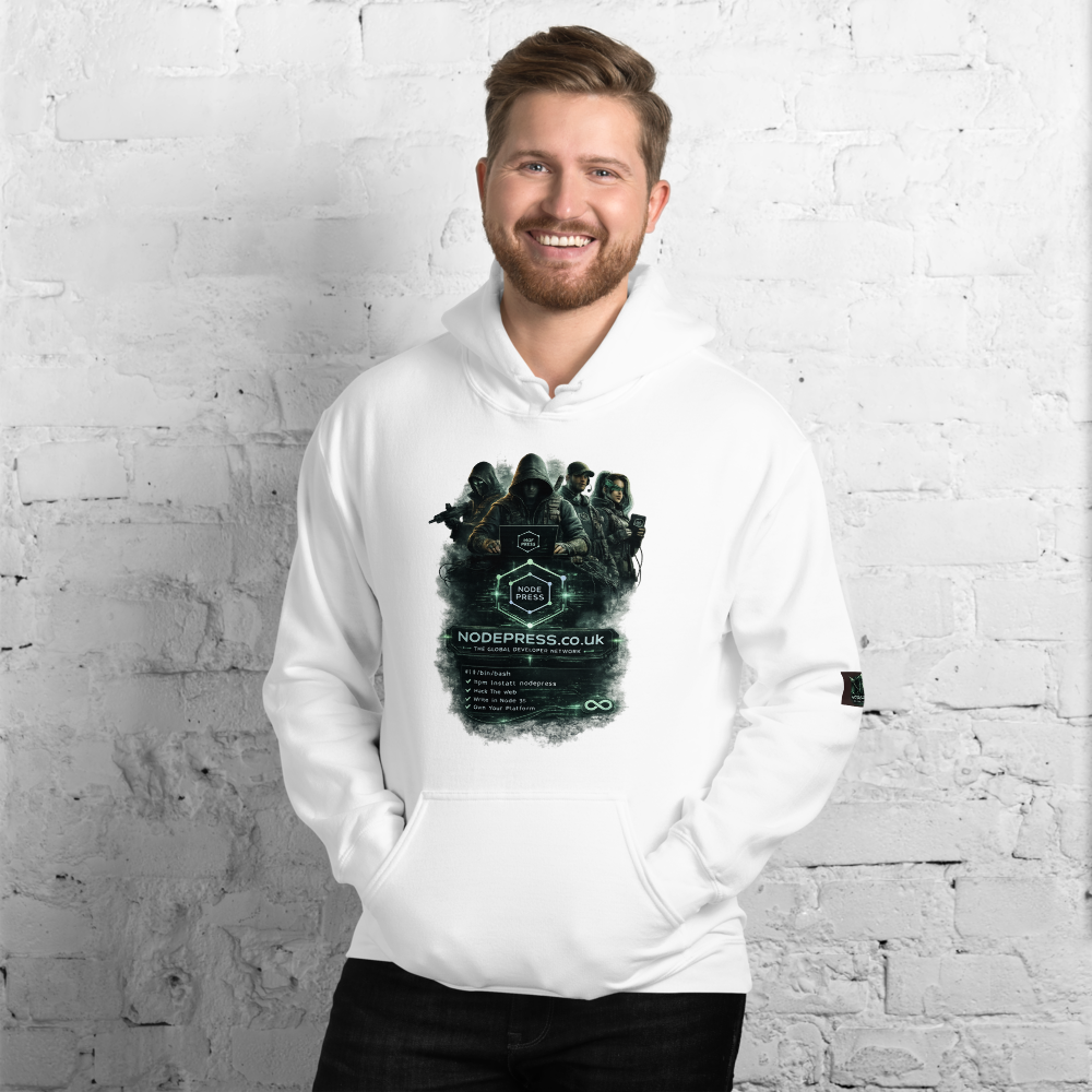 White NodePress Hoody